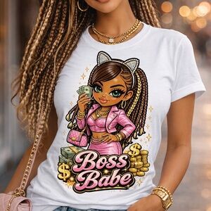 Boss Babe White Graphic Tee by